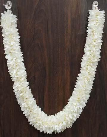 Gurram Premium Range of Pooja Accessories (Size: 22 Inch) Cloth Fabric Washable Handmade Artificial Garland Flower Mala for Photo Frame & God Idols (White)