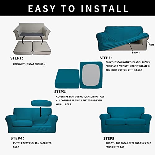 Image of Easy-Going Waterproof 3-Piece Loveseat Cover Couch Covers for Sofa