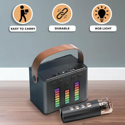Image of Wembley Karaoke Set with Mic & Speaker| Wireless & Bluetooth Singing Tool for Kids| Portable Karaoke Set with 5 High-Modulation Fun Voices| Ideal for Parties, Picnics, or Travel Time Fun (Black)