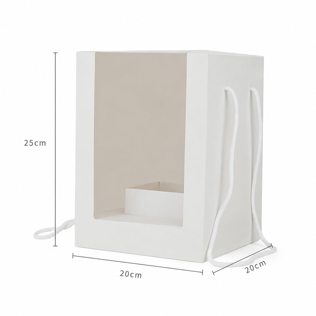10 PZ Scatole Regalo con Finestra Trasparente, Scatole Portafiori in Cartone Bianco con Manici in Corda, Confezione Regalo Elegante per Bouquet, Fiori, Eventi e Cerimonie (10, Set di 10)