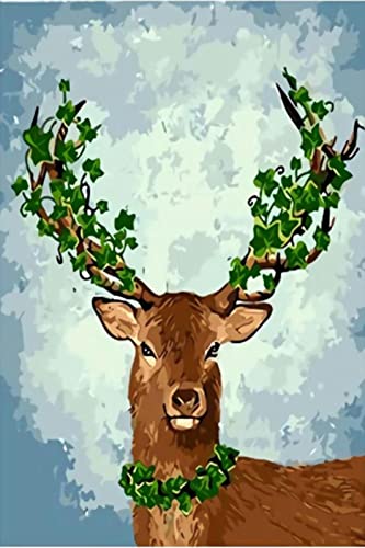 Kit point de croix cerf fleurs 40x50cm, une idée cadeau de Noël artisanale