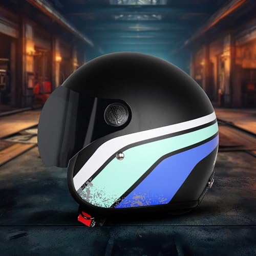 Image of Steelbird SBH-54 Retro Rustic ISI Certified Open Face Helmet for Women and Men Motorbike Helmet