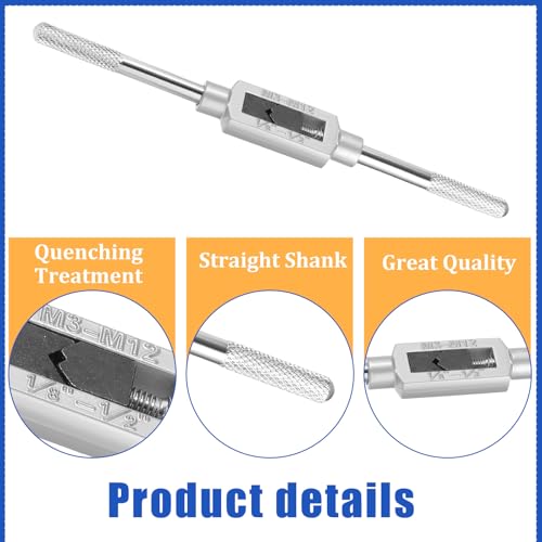 Image of Psyqtsuary M3-M 12 Adjustable Tap Wrench Handle, 1 /16 inch-1 /2 inch Reamer Steel Adjustable Wrench Hand Tool, Hand Taps Holder Tapping Reamer Tools Professional Tapping Wrenchs Tool for Machinist Repair