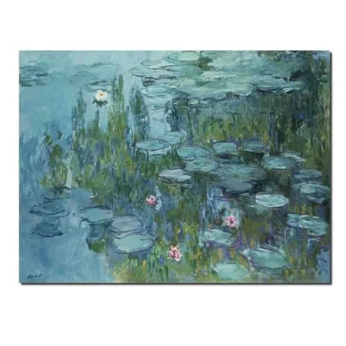 Pintura de lirio de agua Monet lienzo artístico de alta fidelidad cromática 60x80 cm