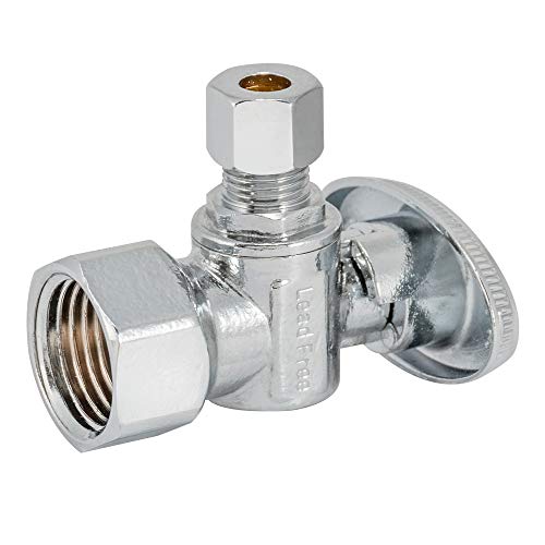 Image of Eastman 1 /2 inch FIP x 1 /4 inch OD Compression Quarter Turn Angle Stop Valve, Brass Plumbing Fitting, Chrome, 10732LF