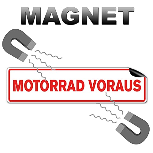 2 Stück Motorrad Voraus Hochwertiges Magnetschild als 32x8cm Magnetfolie Fahrschulausstattung Fahrschulorganisation Warntafel Schild mit UV- Schutz von STROBO