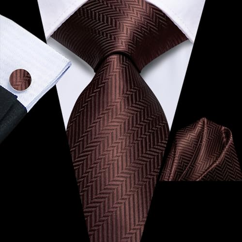 Image of Hi-Tie Men Silk Ties Set with Flower Lapel Pin Necktie Pocket Square Cufflinks for Tuxedo Wedding Business