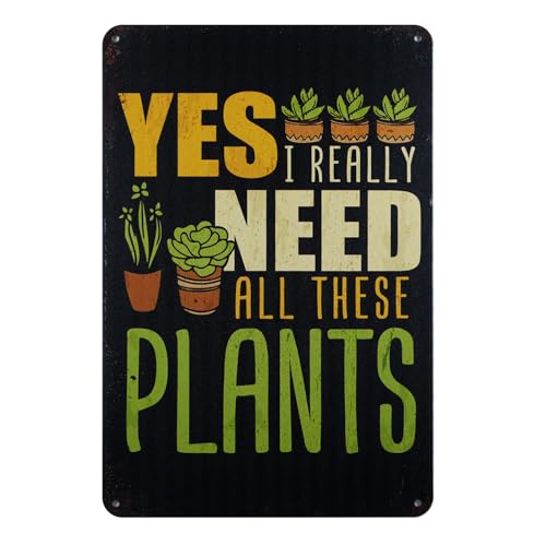 QYAYIK Garden Signs, Rustic Metal Tin Sign 12x8 inches, "Yes