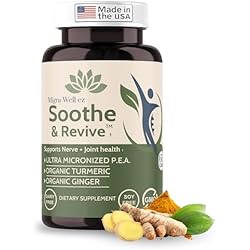 Soothe & Revive Ultra-Micronized PEA (Palmitoylethanolamide) 600mg w/ Organic Turmeric & Ginger, Nerve Support & Joint Health Supplement for Men & Women, Non-GMO, Gluten-Free, 60 Caps Migra-Well EZ