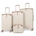 XPLR 4 Piece Hard Shell Luggage Set - Durable ABS Lightweight Suitcase - 14" 20" 24" 28" Cabin Carry On - TSA Lock - 360° Spinner Wheels - Rose Gold Trim & Vanity Case (Champagne Pearl)