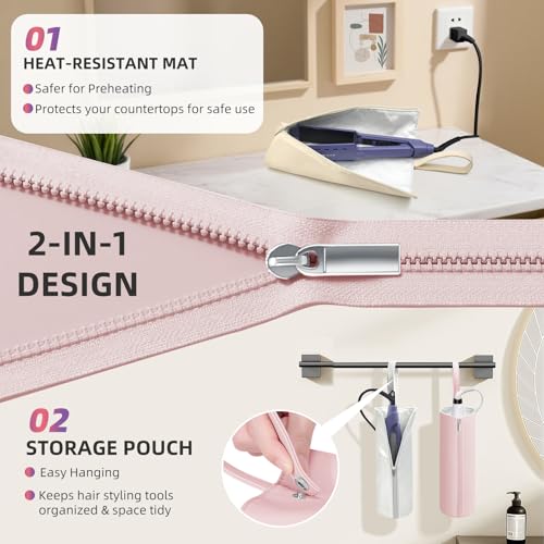 Alfombrilla y bolsa resistente al calor 2 en 1 para herramientas de cabello miniatura 3