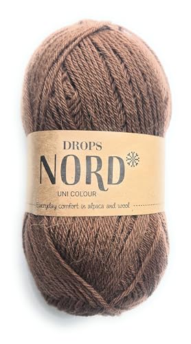 Soft Superfine Alpaca and Wool Blend, Drops Nord, 2 or Fine, Fingering Weight, 4 ply, 1.8 oz 186 Yards per Ball (22 Chestnut)