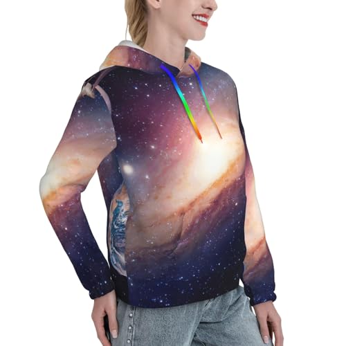 Pull univers spatial imprimé galaxie ajusté à capuche - 3