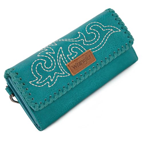 Image of Montana West X Wrangler Western Wallets for Women Trifold Wristlet Wallets Large Capacity Women Clutch Wallet with Coin Purse