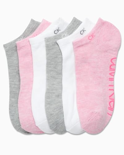 Image of Calvin Klein Womens No Show Socks - 6 Pack Breathable Cotton Blend Athletic Performance Low Cut Running Socks for Women