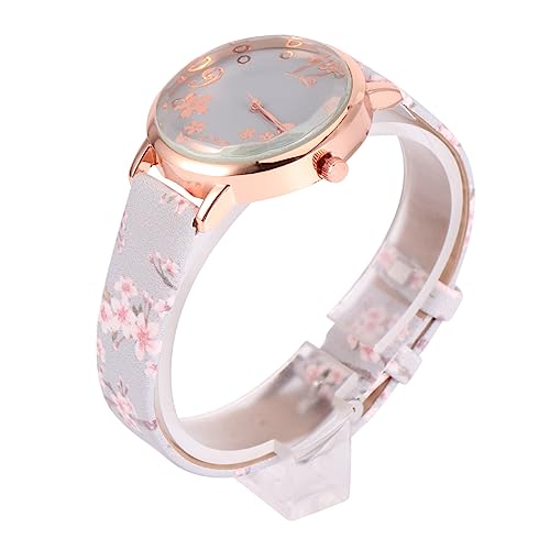 GALPADA 1pc Flower Watch Plum Watch Wrist Watch Casual Watch Wristwatch for Lady Dress Watch Ladies Watch Watches Quartz Watch for Lady Strap Pu Material Personality Miss Purple