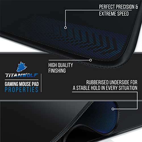 TITANWOLF - Extra Large Gaming Mouse Mat 1200x400mm Oversize - XXL Mouse Pad with motif - Desk Pad XXXL Extended – For Precision and Speed - Non-Slip Rubber Base – For Mouse and Keyboard - Black - Image 2