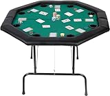Koreyosh Poker Table Folding Casino Poker Table Texas Hold’em Poker Table, Felt Top Board Game Table with Plastic Cup Holders