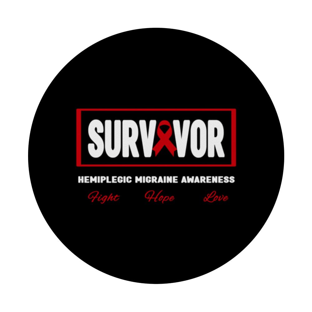 Hemiplegic Migraine Survivor - Hemiplegic Migraine Awareness PopSockets Swappable PopGrip, Black - Image 3