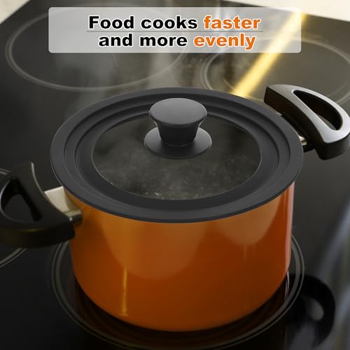 Zocipro Universal Lid for Pots, Pans and Skillets, Silicone Lid for Frying Pans Fits 16/18/20cm Diameter Cookware, Tempered Glass with Heat Resistant Silicone Rim (Black) - Image 7