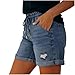 Women Jean Shorts,Jean Shorts for Women Elastic Waist Drawstring Distressed Ripped Denim Summer Hot Short Casual Fashion Stretchy Jorts