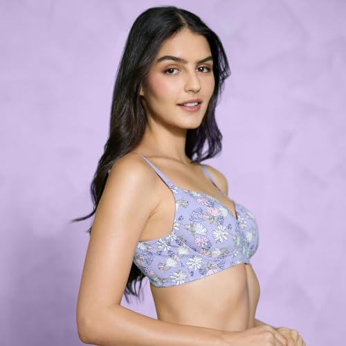 Image of NYKD Women's Cotton Blend Wire Free Casual Padded T-Shirt Bra