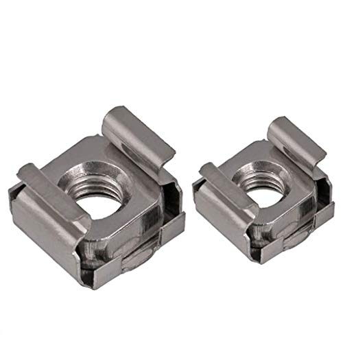 50pcs Cage Nuts Card Floating Nuts Square Rack Mount Cabinet Cage Nut (M4, SUS304)