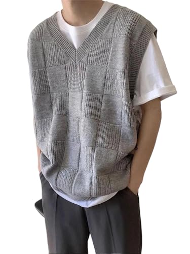Men Sleeveless Knitted Sweaters V Neck Waistcoat Solid 100 Percent Cashmere Wool Vest