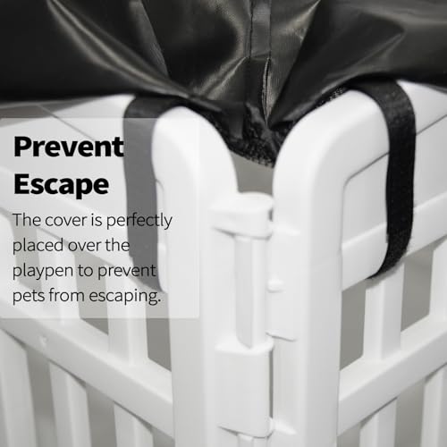 Image of PJYuCien Playpen Top Cover for 36'' Width 4 Panel Pen, Black Paw | More Peace of Mind, More Safe, and Reduce Mess, Suitable for Puppy, Duck, and Other Small Animals,Adhesive Tape Connect