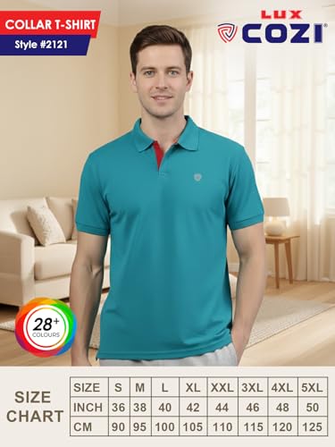Image of Lux Cozi Men's Cotton Solid Polo Tshirt | Collar Tshirts | Half Sleeves | Stylish & Premium All Day Wear | Pack of 1