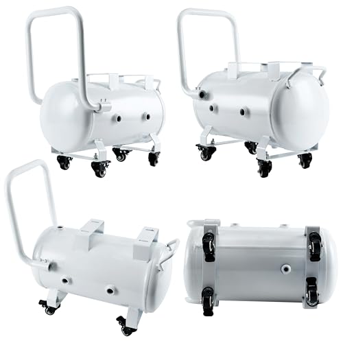 Image of 5-Gallon Horizontal Portable Storage Air Tank Carbon Steel Reservoir Tank with NPT Port and Rolling Caster (5 Gallon)