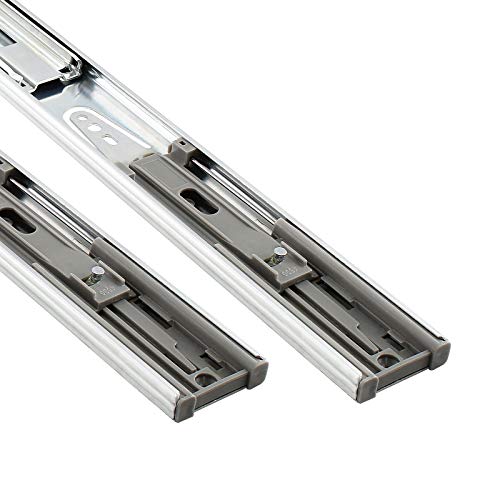 PHITUODA 10 Inch Heavy Duty Drawer Slides Less Noise Ball Bearing Full Extension Side Mount 3 Folds,Silver-1pair