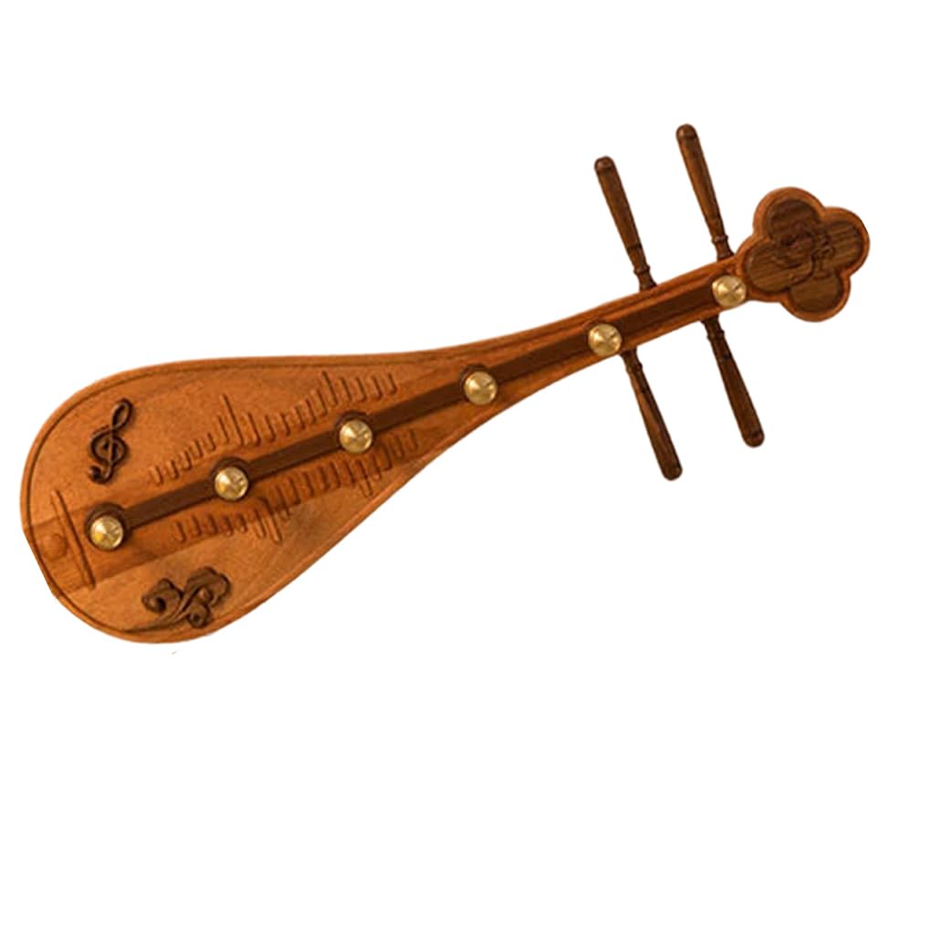 Pipa-Form Holzgarderobe mit Messinghaken zur Wandmontage Dekoration 6hook