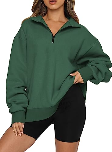 Dokotoo Sweatshirt Damen Basic Reißverschluss Pullover Einfarbig Fleece...