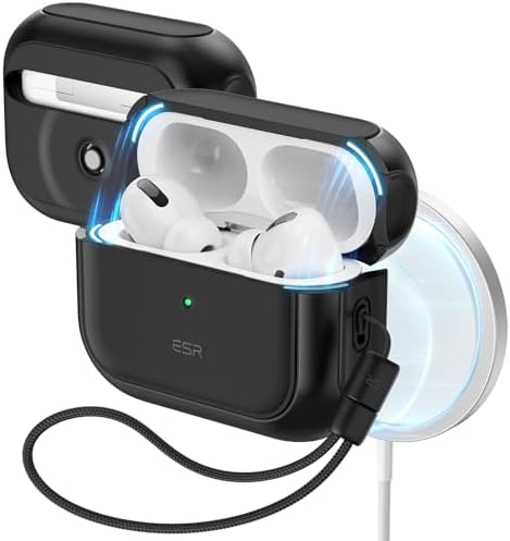 ESR for AirPods Pro 2 Case, Compatible with MagSafe, Magnetic Ready, TPU, Hybrid Drop Protection, Orbit Hybrid Case, AirPods Pro 1st/2nd Generation Cover(2023/2022/2019), Black