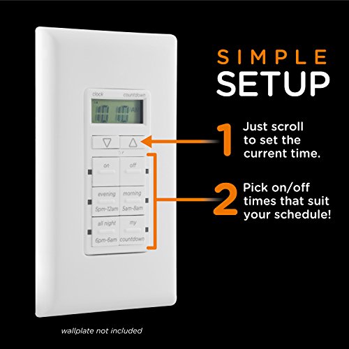 My Touchsmart 25055 In- Wall Digital Countdown, 2 Easy On/Off Buttons Timer, White - Thumbnail 3