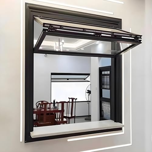 Ventana de concesión para food truck, ventana de servicio de aluminio, ventana corrediza plegable vertical, ventana plegable manual empotrada con cerraduras para cocina comercial,21.6x31.5in/55x80cm