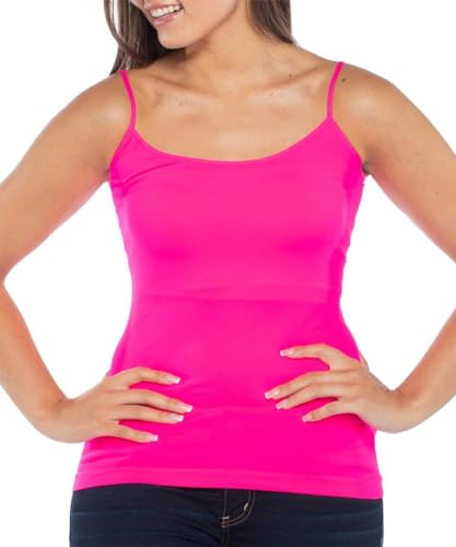 Image of Malibu Sugar Womens Camisole Tank Tops - Seamless Fitted Spaghetti Strap Cami Stretch Basic Womens Camisole for Layering XS-M