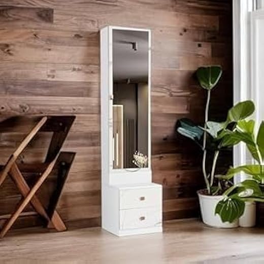 Glossy White Dressing Table with 2 Drawers