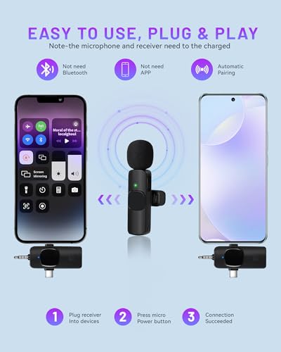 Micrófono Lavalier Inalámbrico 3 en 1 para iPhone, Android y Vlog