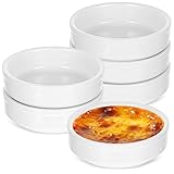 Ramekins 4 oz, Creme Brulee Ramekins Oven Safe Ceramic Shallow Souffle Dishes for Baking Custard, Mini Pies, Puddings and Dipping Sauces 4.5 inch White Mini Round Quiche Pans Set of 6