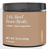 Kroma 24k Grass Fed Beef Bone Broth, Dairy & Gluten Free Powder Mix with Collagen, Protein, Turmeric, & other Organic Ingredients, Promotes Gut Health & Healthy Skin, Hair & Nails, 10 Servings