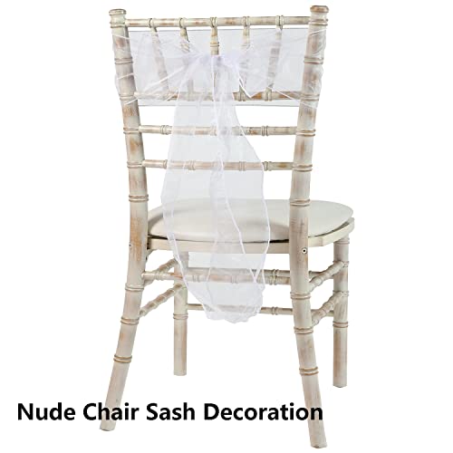 Magtowne White Organza Chair Sashes Bows 50 Pack Universal Chiffon Chair Knots Ties For Wedding Party Reception Ceremony Banquet Decorations - White #TOP3