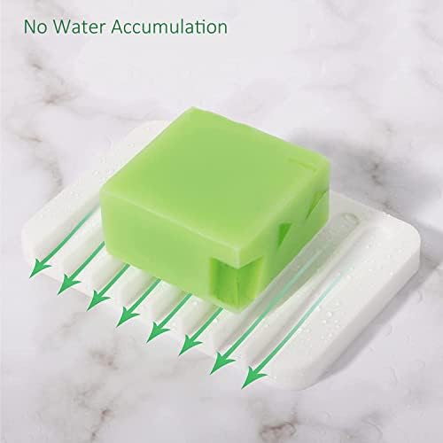Lakifmo Silicone Soap Dish, Soap Bar Holder with Drainage for Bathroom Shower, Soap Tray for Kitchen Sink, White