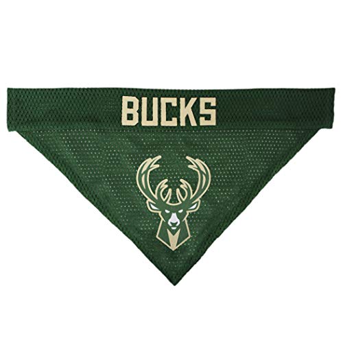 NBA Dog Bandana - Milwaukee Bucks Reversible Pet Bandana. 2 Sided Home & Away Sports Bandana with a PREMIUM Embroidery TEAM Logo, Small/Medium