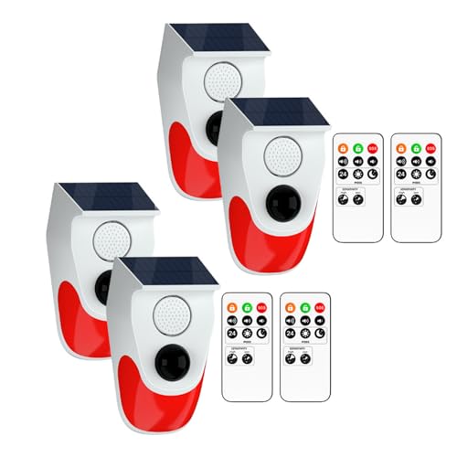 Chatthen Sistemas de Seguridad para el hogar, Alarma Solar con Sensor de Movimiento con monitoreo Remoto, Alarma de casa Exterior Resistente a la Intemperie, 120 dB, 24 Horas, 3 Modos, 4 Piezas