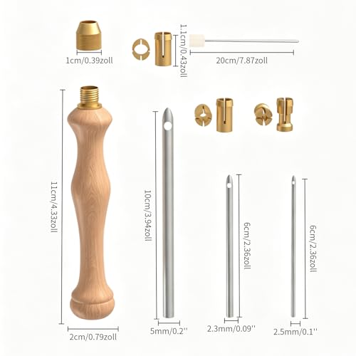 Punch Needle Set mit Holzgriff, 3 Nadeln (2,5/3,5/5 mm) und Einfädler – Bild 4