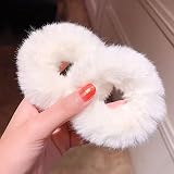 2 PCS Furry Hair Scrunchies Cute Hair Bands with Faux Rabbit Fur Elastic Hair Ties Hair Bobbles Pony