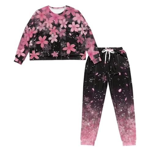 Image of Women's Pajamas Set Soft 2 Piece Loungewear Long Sleeve Pj Set Matching Sleepwear with Pockets for Women Plus Size
