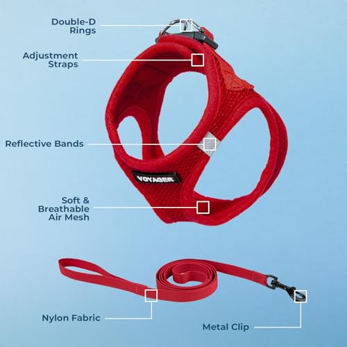Image of Voyager Step-in Pet Harness - All Weather Mesh, Adjustable Step in Harness for Cats and Dogs by Best Pet Supplies - 307S Red, M